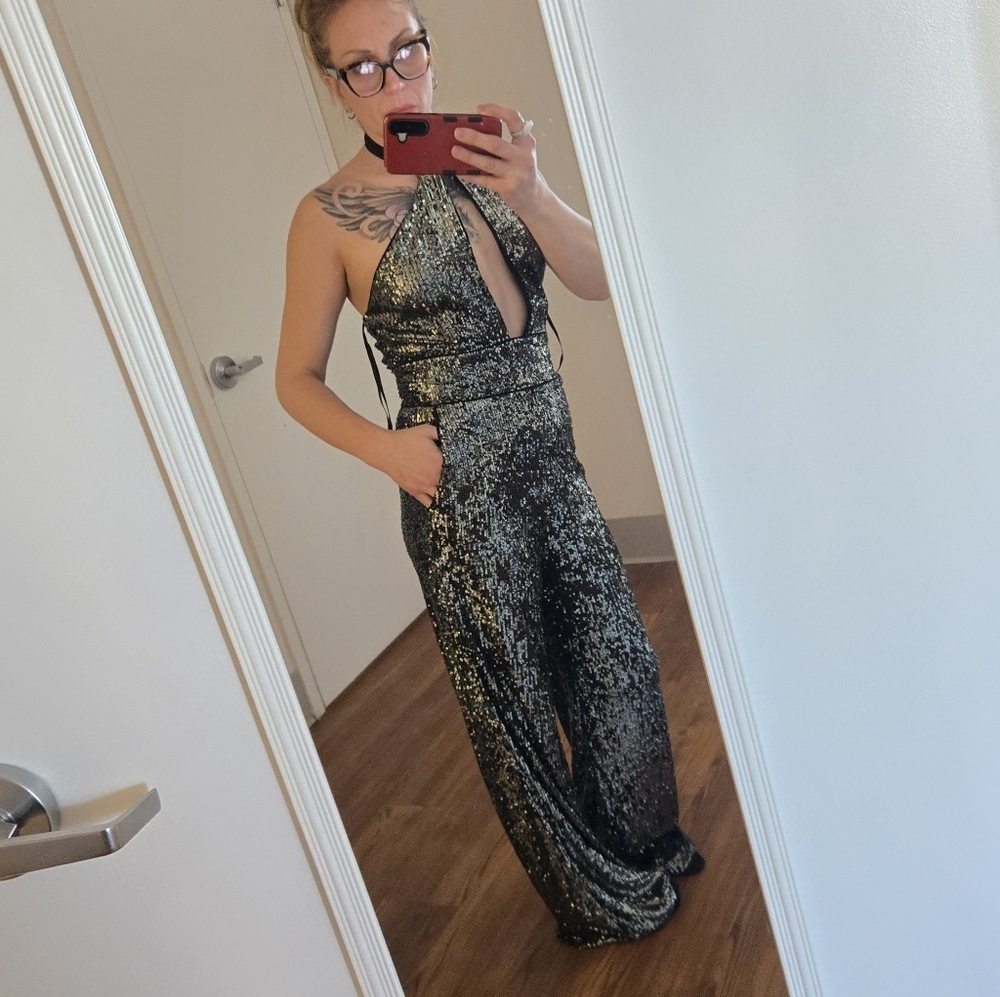 Maeve Rhinestone Halter Jumpsuit - Picture 6 of 11